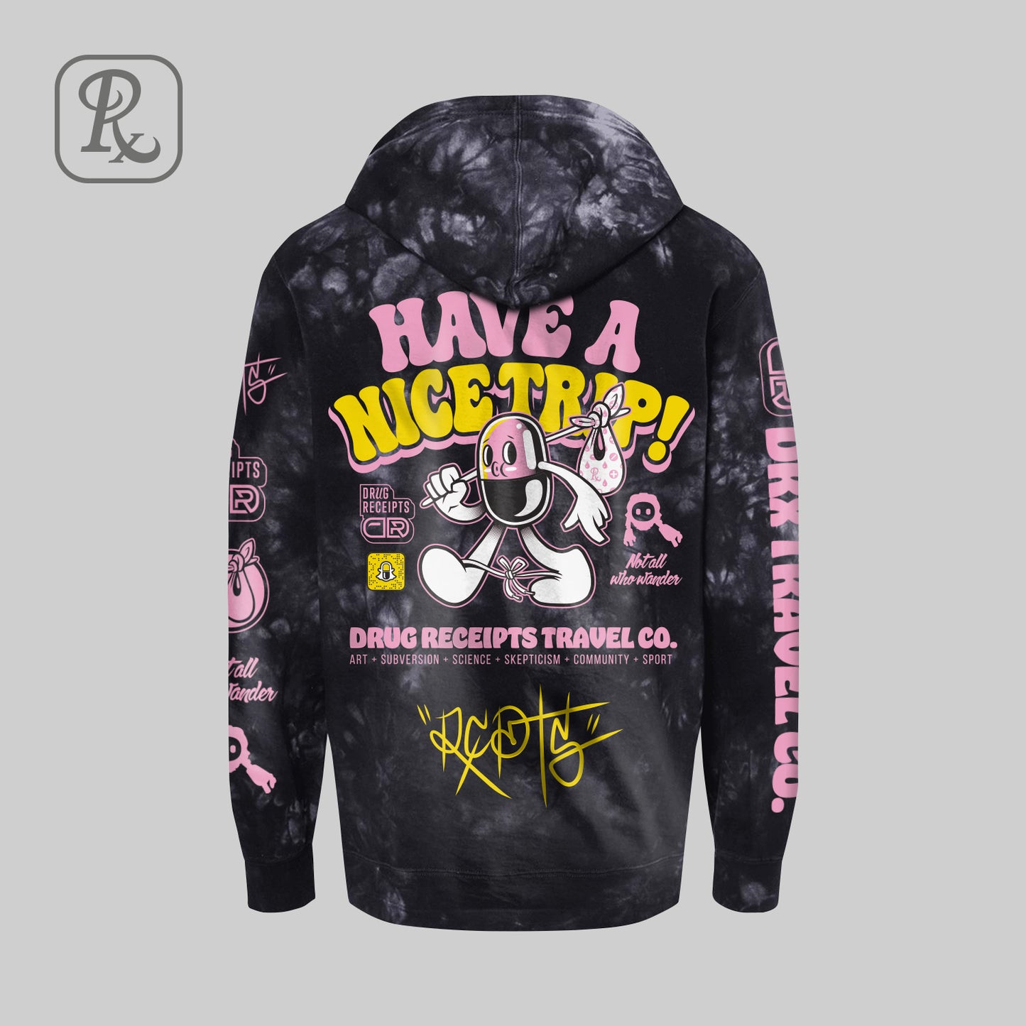 DRx Travel Co. Hoodie - Black Tie-Dye