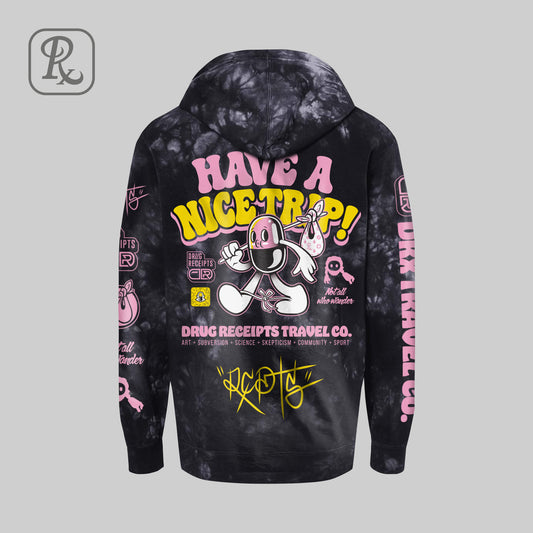 DRx Travel Co. Hoodie - Black Tie-Dye